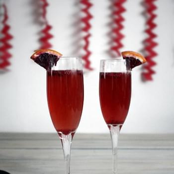 Blood Orange-Pomegrante Champagne Cocktail