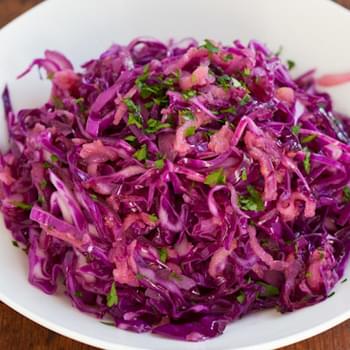 Warm Red Cabbage Slaw with Apple and Caraway Seed