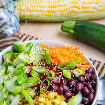 Summer Vegetable Bibimbap with Corn, Zucchini and Black Beans