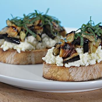 Bruschetta with Ricotta, Grilled Eggplant and Fresh Mint