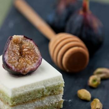 Pistachio Mascarpone Cake with Roasted Figs