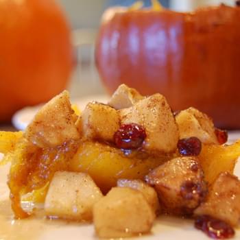 Apples and Cranberries Baked in a Pumpkin