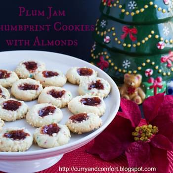 Plum Jam Thumbprint Cookies with Almonds