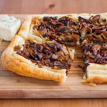 Caramelized Onions and Mushrooms Tart with Blue Cheese