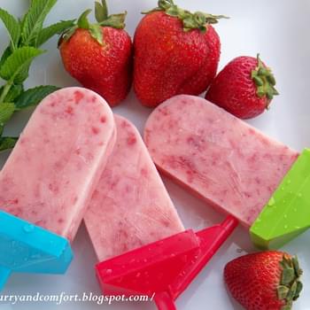 Strawberry Tropical Juice Yogurt Popsicles