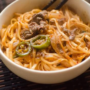 Spicy Beef Stirfry Noodles