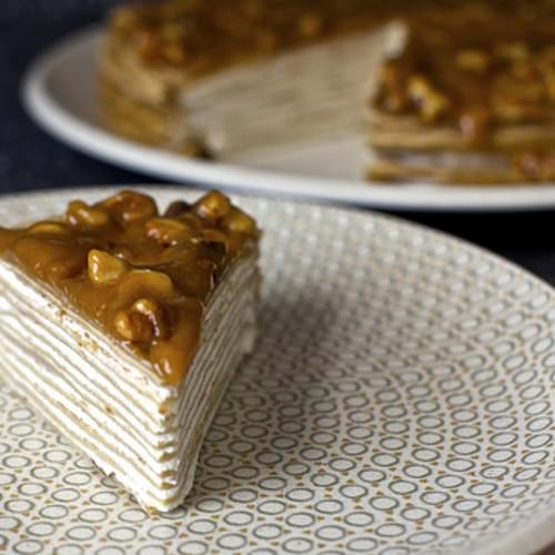 Banana Bread Crepe Cake With Butterscotch