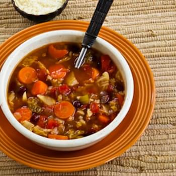 Barley Minestrone with Canadian Bacon, Savoy Cabbage, and Rosemary