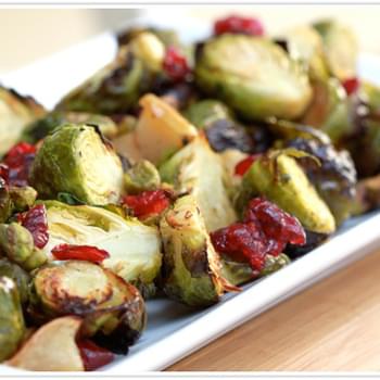 Maple Roasted Brussels Sprouts with Apples and Cranberries