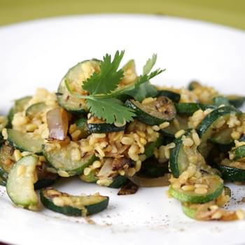 Zucchini with Lentils and Roasted Garlic