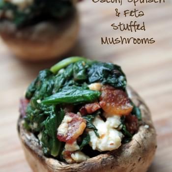Bacon, Spinach & Feta Stuffed Mushrooms (Low Carb & Gluten Free)