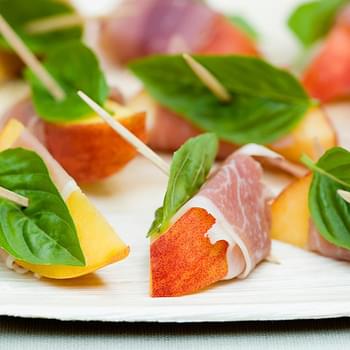 Spiced Peaches with Ham and Basil