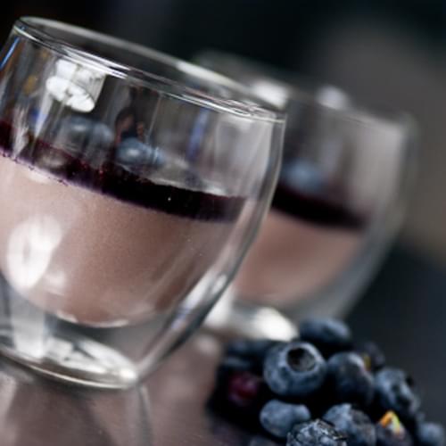 Red Bean Pudding with Blueberry Sauce