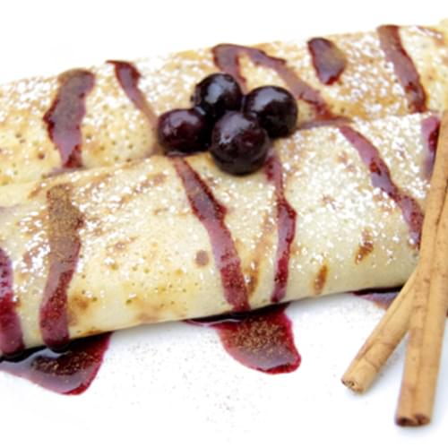 Cinnamon Crepes w/ Blueberry Compote