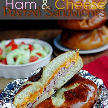 Baked Ham & Cheese Pretzel Sandwiches with Garlic Butter