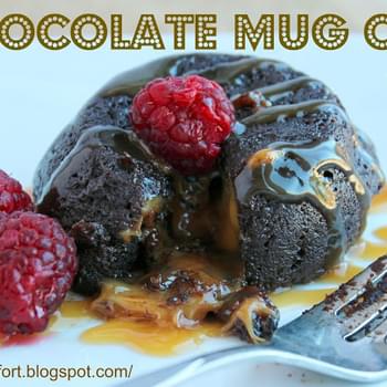 2 Minute Chocolate Mug Cake with Caramel Surprise