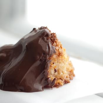 Dark Chocolate-Dipped Maple Macaroons