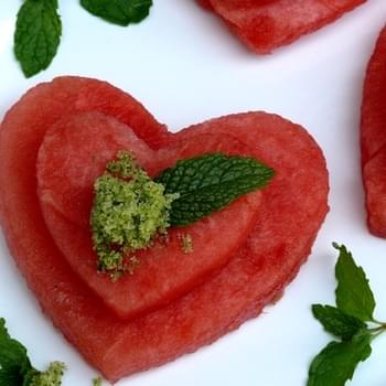 Watermelon Heart Stacks with Minted Sugar