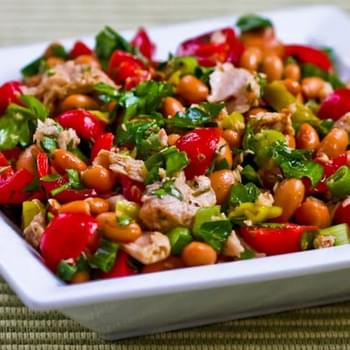 Spicy Pinto Bean and Tuna Salad with Peperoncini, Tomatoes, and Parsley