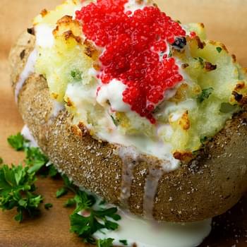 Baked Potatoes with Caviar