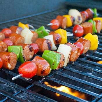Chicken Sausage and Lime Kabobs