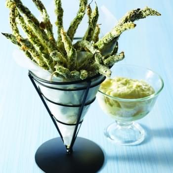 Green-Bean and Asparagus Fries with Dipping Sauce