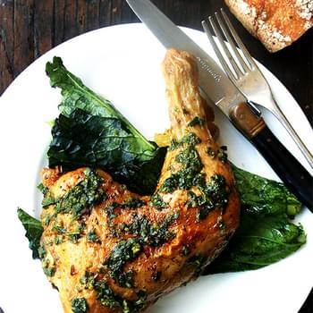Roasted Quartered Chicken with Herb Sauce