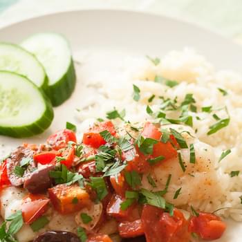 Baked Cod with Tomatoes and Olives