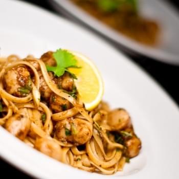 Firecracker Curried Scallops with Linguine