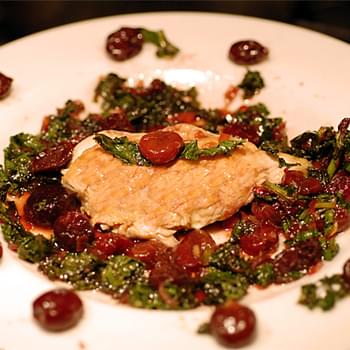 Chicken with Cherries and Kale