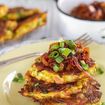 Zucchini & Bacon Fritters with Onion Relish