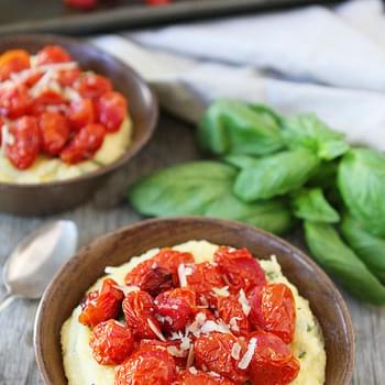 Creamy Basil Polenta with Roasted Tomatoes