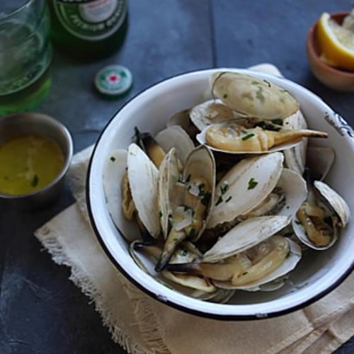 Soft Shell Clams (Steamers) with Garlic Butter
