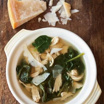 Parmesan Broth with Lemon, Chicken & Spinach