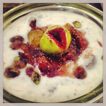 A simple healthy breakfast… Greek yoghurt with fig compote and pistachios