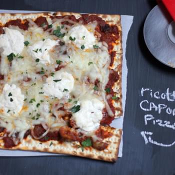 Ratatouille and Ricotta Matzah Pizza