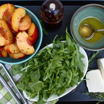 Grilled Peach & Haloumi Salad with Arugula