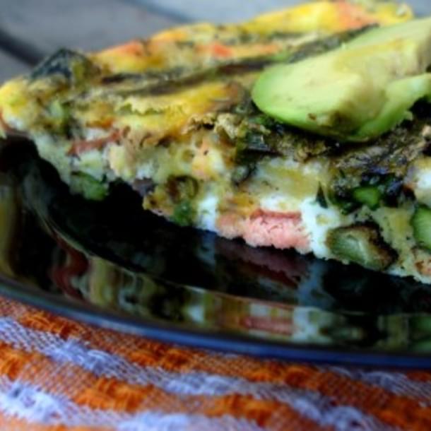 Grilled Salmon and Asparagus Frittata