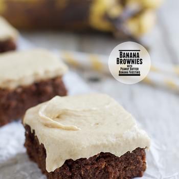 Banana Brownies with Peanut Butter Banana Frosting