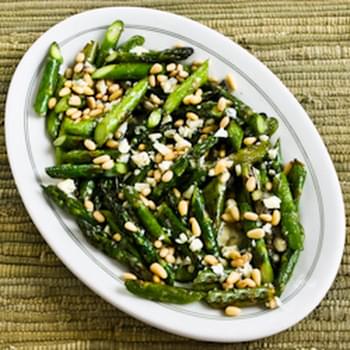 Sauteed Asparagus with Melted Gorgonzola and Pine Nuts