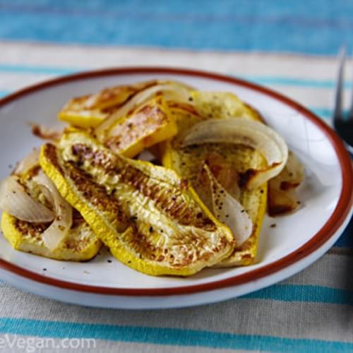 Ridiculously Easy Roasted Yellow Squash and Onions
