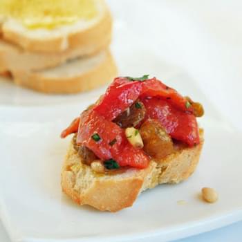 Roasted Peppers w/ Golden Raisins & Pine Nuts