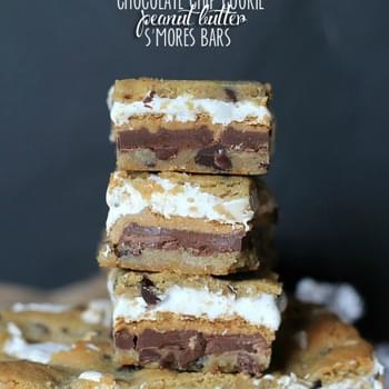 Chocolate Chip Cookie Peanut Butter S’mores Bars
