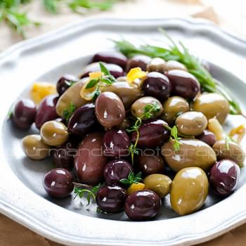 Marinated Olives with Garlic, Thyme and Rosemary
