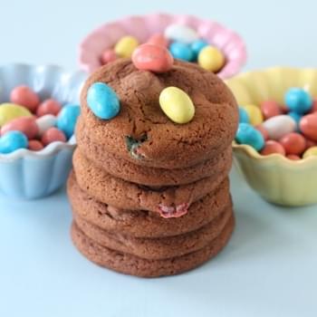Chocolate Pudding Cookies with Mini Robin Eggs