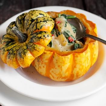Roasted Squash with Thai Curry Vegetable Filling