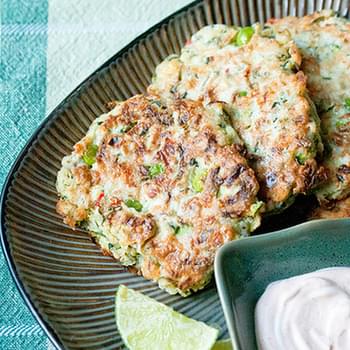 Zucchini Fritters with Feta, Mint and Chili