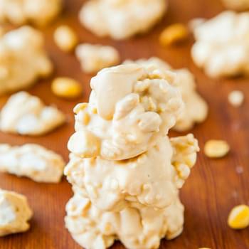 White Chocolate Peanut Butter Cookie Clusters (no-bake, gluten-free)