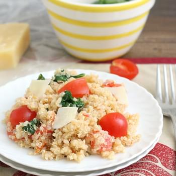 Quinoa with Roasted Garlic, Tomatoes and Spinach