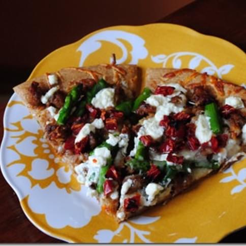 Spicy Sausage & Sundried Tomato Goat Cheese Pizza